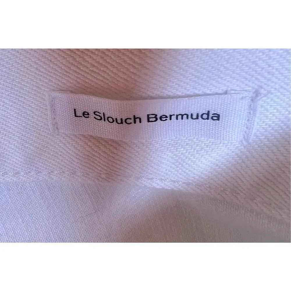 FRAME Le Slouch Bermuda White Raw Hem Denim Jean Shorts NWT sz 26